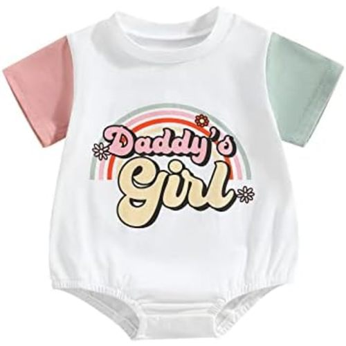 Sejardin Newborn Baby Girl Romper Daddys Girl Summer Clothes Short Sleeve Round Neck Playsuit Infant Girl Outfit