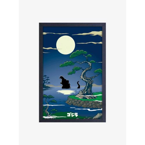 Godzilla Moon Framed Wood Wall Art