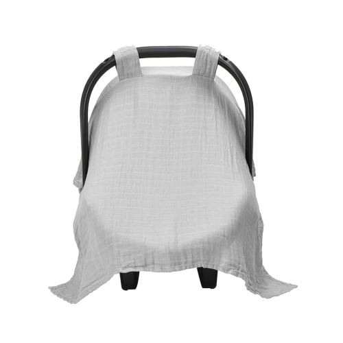 Meracorallo Muslin Baby Car Seat Cover, Lightweight Breathable Soft Infant Carrier Cover Carseat Canopy for Baby Boys and Girls, Gray