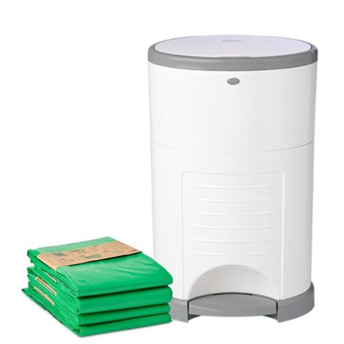 Diaper Dekor Plus Hands-Free Diaper Pail Gift Set | Just Step–Drop–Done | Doesn’t Absorb Odors | Includes 1yr of Refills | Great for Cloth Diapers | 70% Recycled Materials | EKO White