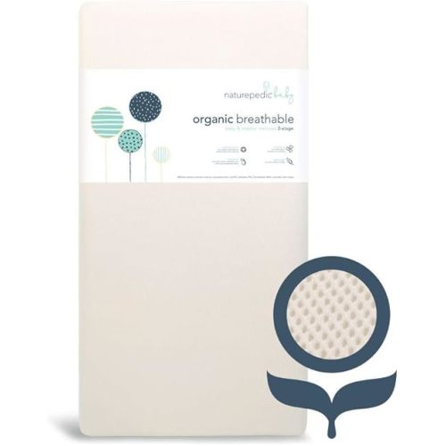 Naturepedic Organic Crib Mattress - 2-Stage Lightweight Infant & Toddler Mattress with Protector Pad - Waterproof, Breathable & Non-Toxic Mattress for Baby and Toddler Bed