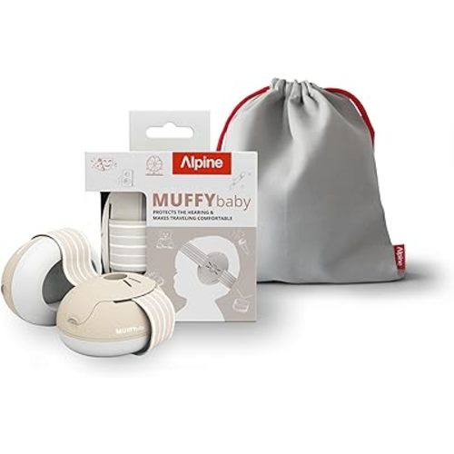 Alpine Muffy Baby Ear Protection for Babies and Toddlers up to 36 Months - CE & ANSI Certified - Noise Reduction Earmuffs - Comfortable Baby Headphones Against Hearing Damage & Improves Sleep - Sand