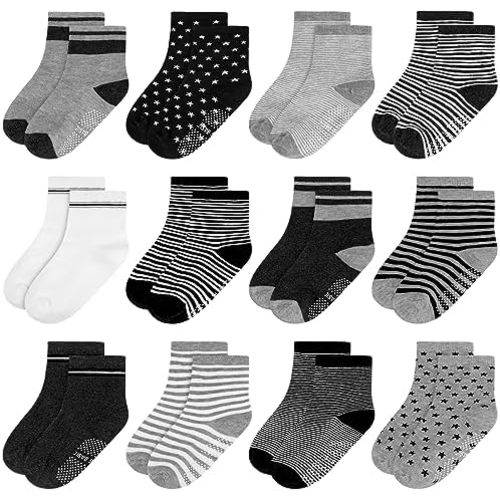 ONESING 12 Pairs Newborn Socks - Unisex Baby Socks for Girls & Boys (0-12 & 12-24 Months)