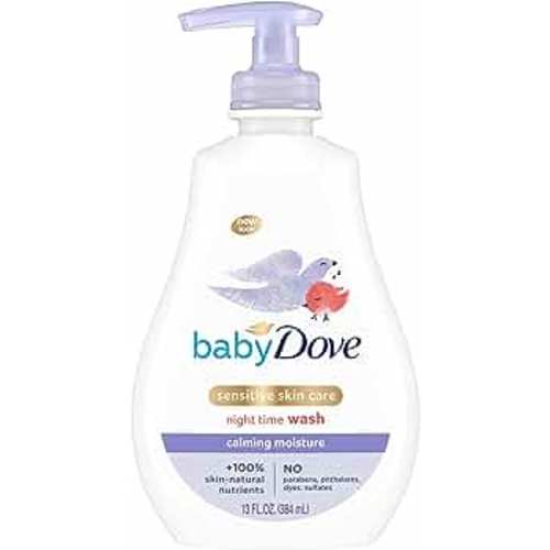 Baby Dove Sensitive Skin Care Baby Wash Calming Moisture For a Calming Bath Wash Hypoallergenic and Tear-Free, Washes Away Bacteria 13 oz