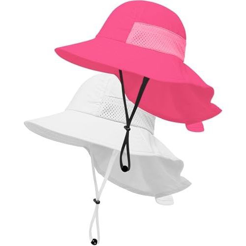 Toddler Baby Sun Hat Kids Summer UPF 50+ for Boys Girls Adjustable Beach Hats with Bucket Wide Brim Age 1-7 Years