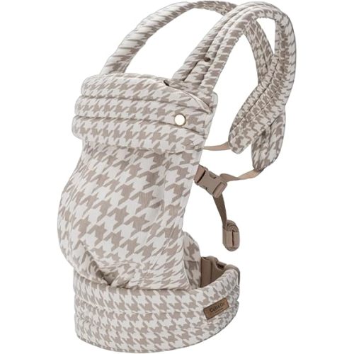 Cub & Co Ergonomic Baby Carrier Newborn to Toddler – 4-in-1 Adjustable with Head & Lumbar Support, Breathable Fabric, Padded Waistband & Travel-Ready Design (Houndstooth)