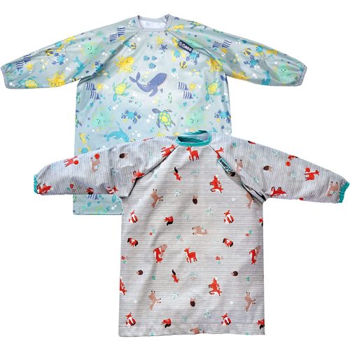 BIBaDO Mess Proof Baby Feeding Bibs, Long Sleeve Weaning Essential 6 to 36 Months Toddler Bib, Waterproof, Machine Washable