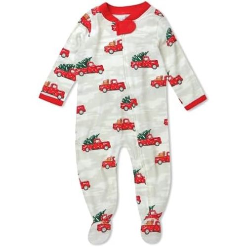 HonestBaby Baby Holiday Sleep & Play Footed One-Piece Pajama Sleeper 100% Organic Cotton