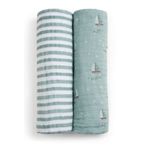 aden + anais Organic Cotton Muslin Swaddles in Sailing Seas 2 Pack