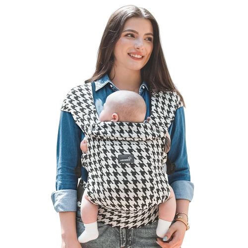 GROWNSY Baby Carrier Newborn to Toddler, Cozy Baby Wraps Carrier, Ergonomic Baby Carrier with Head Support, Houndstooth Black