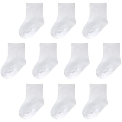 Baby Socks 0-3 months Infant White Crew Socks Baby Girls Newborn Dress Socks Boys Baptism Christening 10 Pack