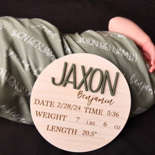 Baby Name Swaddle, Swaddle and 3D Birth Stat, Baby Name Announcement, Hospital Newborn Announcement, Baby Birth Stat, Blanket with Baby Name