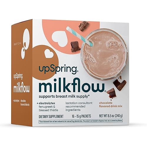 UpSpring Milkflow Electrolyte Breastfeeding Supplement Drink Mix with Fenugreek | Chocolate Flavor | Lactation Supplement to Promote Healthy Breast Milk Supply & Restore Electrolytes | 16 Drink Mixes