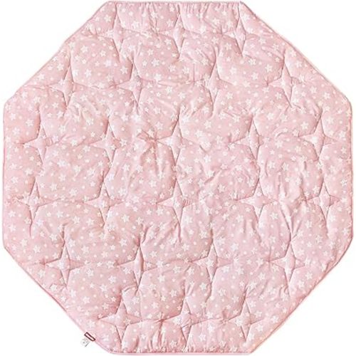 Octagon Playpen Mat Pink for Girls, Non Slip Baby Playpen Mattress Mat Fits 8 Panel Regalo Extra Large Portable Play Yard, Pink Star Print Playard Pad for Girls