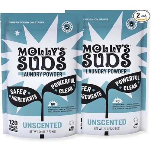 Molly's Suds Original Laundry Detergent Powder | Clean Laundry Detergent Powder for Sensitive Skin | Simple, Effective Ingredients, Stain Fighting | 240 Loads (Unscented)