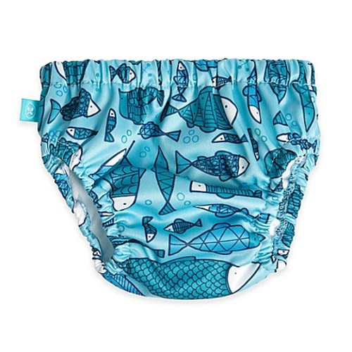Honest Medium Fish Print Swim Diaper in Blue