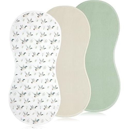 3 Pcs Changing Pad Liners Fits in Peanut Shape Changing Pad Waterproof Diaper Mats Organic Cotton Peanut Mats are Warm on a Baby's Back, Washable Reusable (Mallard Duck)