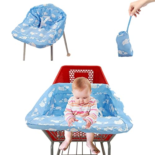 Pozico Shopping Cart Cover for Baby or High Chair Cover,Baby Shopping Cart Cover Machine Washable/Free Portable Cloth Bag-Blue Baby Elephant