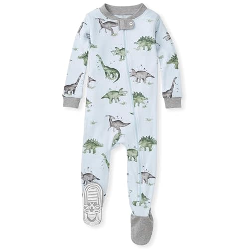 Burt's Bees Baby Boys' Pajamas, Zip-Front Non-Slip Footed Sleeper, Organic Cotton