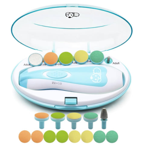 Baby Nail Trimmer 21 in 1, Usage Labeled Case & 13 Extra Replacement Tools, Royal Angels Baby Electric Nail File, Baby Nail Care, Nail Clipper Newborn Toddler Toes & Fingernails Nail Kit (Blue)