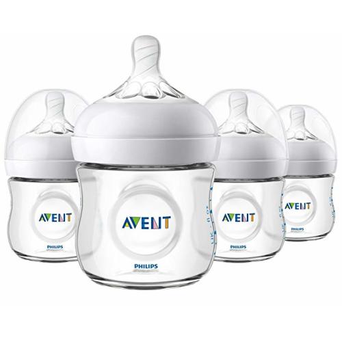 Philips Avent Natural Baby Bottle, Clear, 4 Oz, 4 Pack, SCF010/47