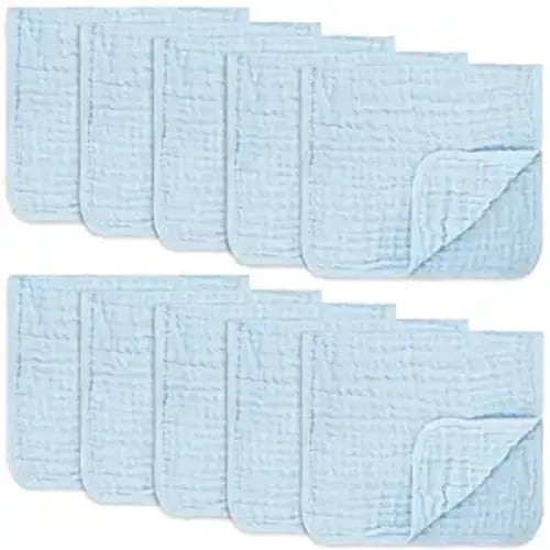 Comfy Cubs Muslin Burp Cloths Large (Sky Blue)