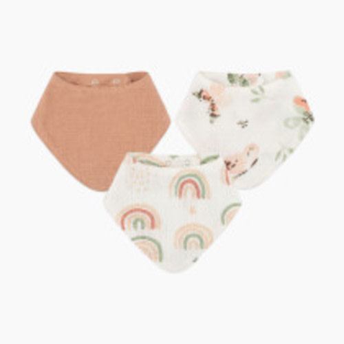 Crane Baby Cotton 4 Layer Muslin Bib Set (3 Pack) - Parker Rainbow/Butterfly