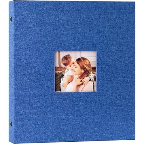 Lanpn Photo Album 8.5x11 8.5 x 11 8x11 50, Linen Hard Cover Acid Free Slip Slide in Photo Albums Sleeves Holds 50 Top Load Vertical Only 8.5x11 8.5 x 11 8x11 Pictures (Blue)