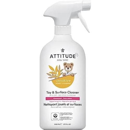 ATTITUDE Toy and Hard Surface Cleaner, Plant- and Mineral-Based Ingredients, Vegan, Cruelty-free, Baby and Kids Household Products, Sensitive Skin, Unscented, 27.1 Fl Oz