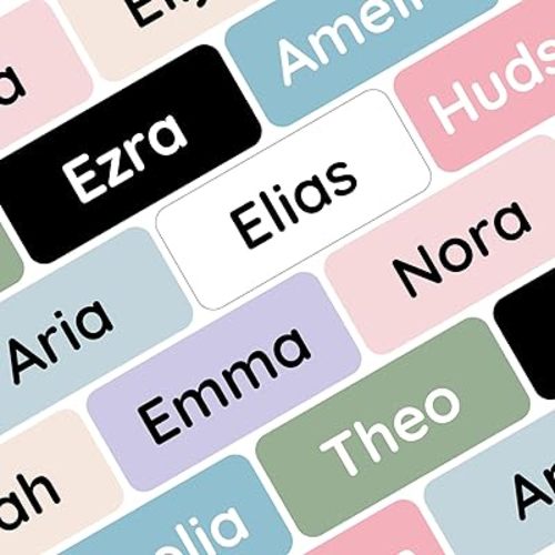 Personalized Name Labels for Kids (120) – Waterproof and Durable Clothing Labels for Kids, Labels for School Supplies, Stickers for Nursery, Daycare, and Preschool - Solid Color