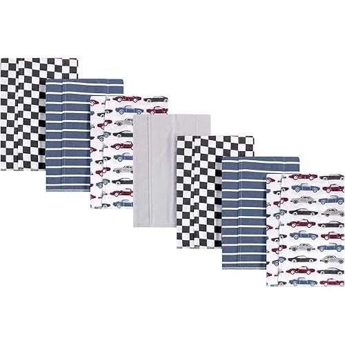 Hudson Baby Unisex Baby Cotton Flannel Burp Cloths, Vintage Cars, One Size