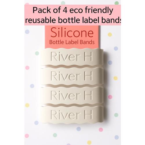 Pack of 4 Bottle Personalized bands, Silicone Label, Water Bottle Label, Reusable label , Engraved Cup Label, School Label, Daycare Label