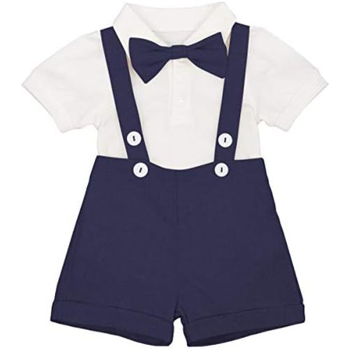 Baby Boy Baptism Christening Outfit Bowtie Dress Shirt Suspenders Shorts Summer Wedding Party Formal Ring Bearer Suits