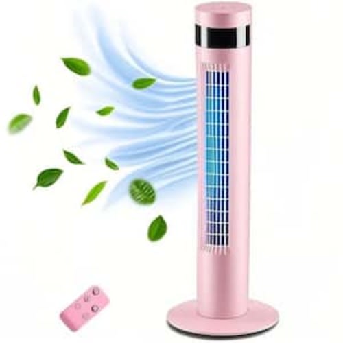 36 in. 3 Speed 11.81 in W Digital Oscillating Standing Bladeless Tower Fan with 12H Timer Remote Control in Pink