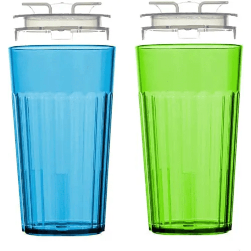 Reflo Smart Cup (Blue & Green 2-Pack) Open Training Cup, Toddler Cup, No Suction 6oz, 360 Control-Flow, USA MADE Premium High-Impact Plastic