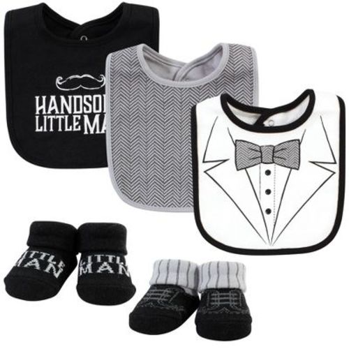Hudson Baby Infant Boy Cotton Bib And Sock Set, Tweed Bow Tie, One Size