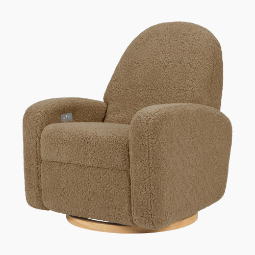 babyletto Nami Electronic Recliner and Swivel Glider - Cortado Shearling With Light Wood Base