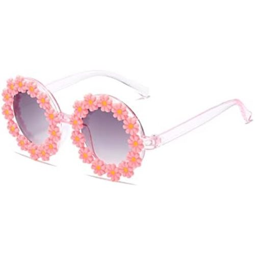 WZWLKJ Round Flower Sunglasses for Baby Girls Flower Shaped Cute Glasses UV 400 Protection Outdoor Beach Girl Boy