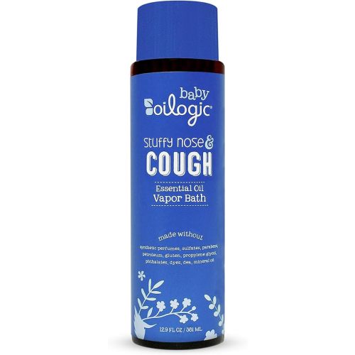 Oilogic Stuffy Nose & Cough Essential Oil Vapor Bath for Babies & Toddlers - Gentle Baby Bath Essentials – Pediatrician-Tested & Safe for Babies, 12.9 Fl Oz