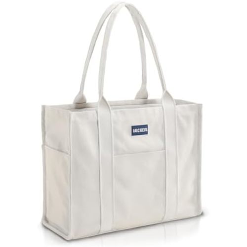 Large Utility Canvas Tote Bag for women men with zipper closure.Durable travel Tote with compartments,Work bag