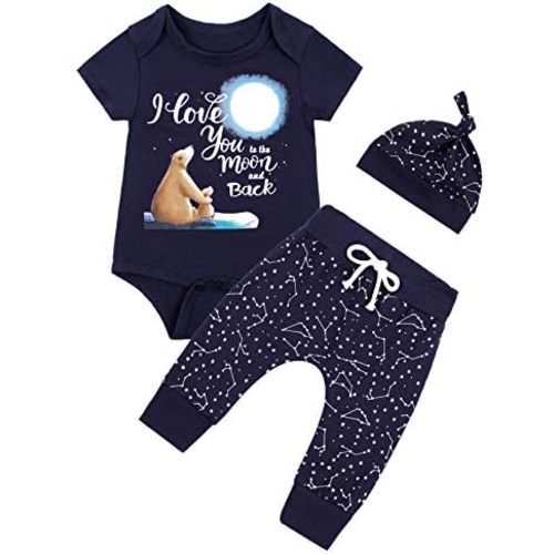 Baby Boy Space Theme Outfit Newborn Boy I Love You To The Moon And Back Baby Shower Infant Space Clothes Romper Pants Set