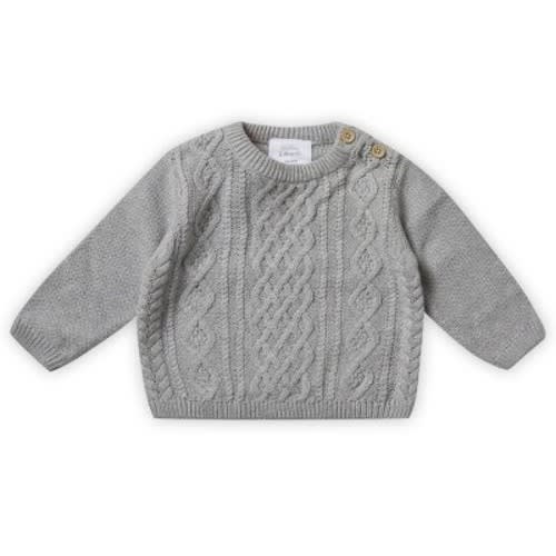 Stellou & Friends 100% Cotton Unisex Cable Knit Sweater for Babies and Children Ages 0-6 Years, Color: Grey, Size: 9-12 months