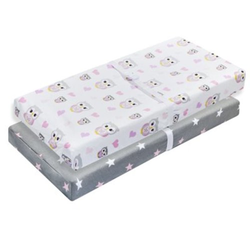 EVERYDAY KIDS 2 Pack Cotton Jersey Knit Changing Pad Cover - Owls/Stars