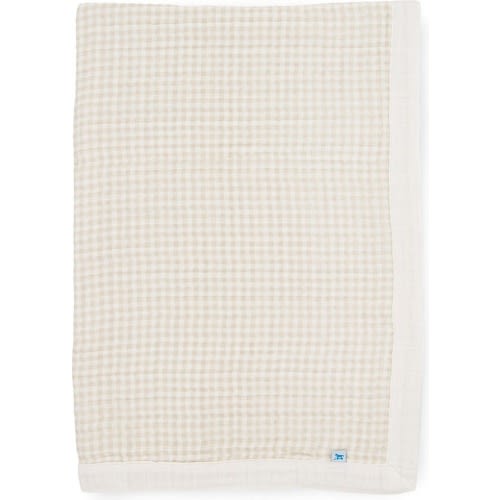 little unicorn Cotton Muslin Baby Quilt, Tan Gingham