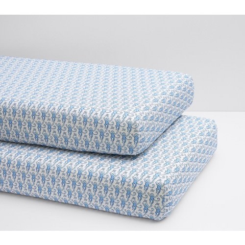 Roller Rabbit Monkey Organic Crib Fitted Sheet | Pottery Barn Kids