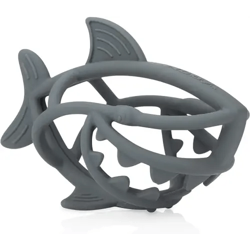Nuby Chewy Chums All Silicone Soothing Teether, Shark - 3M+
