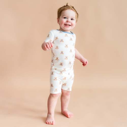 Short Sleeve Pajamas in Teddy Bear