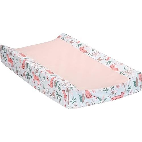 Lambs & Ivy Enchanted Safari Animals Pink/White Jungle Changing Pad Cover