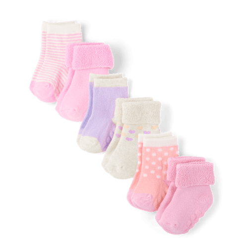 Baby Girls Heart Turn Cuff Midi Socks 6-Pack - Multi