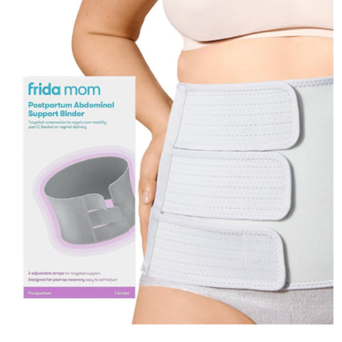 Frida Mom Belly Binder, Postpartum Essentials for Natural and C-Section Recovery, Adjustable Compression Wrap, After Birth Brace, Abdominal Band, 9" High